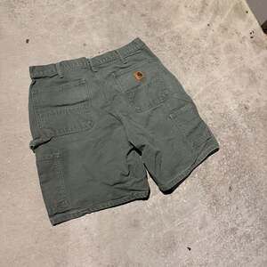 Vintage 2007 Carhartt B25 MOS Moss Green Washed Duck Canvas Carpenter Shorts